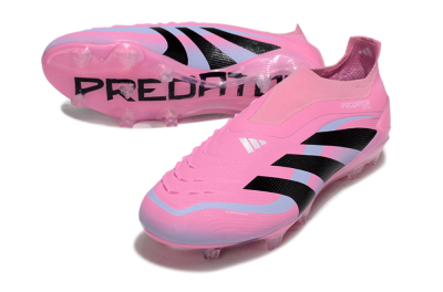 Men's Adidas Predator 25 Elite Laceless FG Firm Ground Low-Tops Football Boots - Pink/Black/Blue