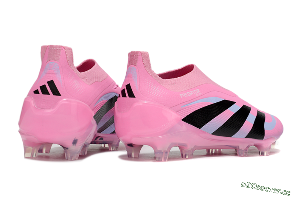 Men's Adidas Predator 25 Elite Laceless FG Firm Ground Low-Tops Football Boots - Pink/Black/Blue 6
