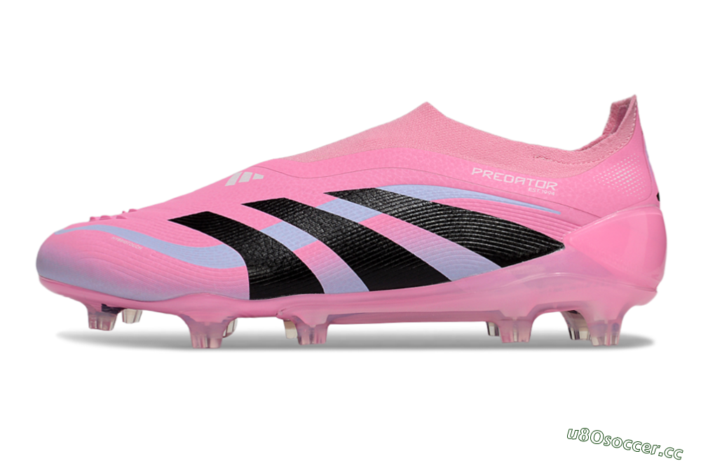 Men's Adidas Predator 25 Elite Laceless FG Firm Ground Low-Tops Football Boots - Pink/Black/Blue 0