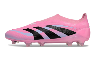 Men's Adidas Predator 25 Elite Laceless FG Firm Ground Low-Tops Football Boots - Pink/Black/Blue