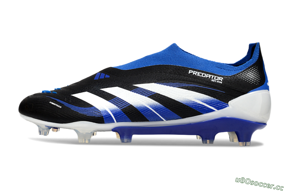 Men's Adidas Predator 25 Elite Laceless FG Firm Ground Low-Tops Football Boots - Black/White/Blue 0