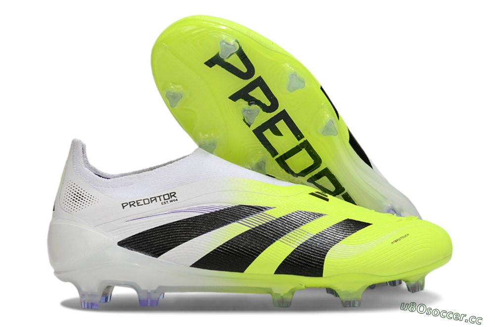 Men's Adidas Predator 25 Elite Laceless FG Firm Ground Low-Tops Football Boots - Yellow/White/Black 2