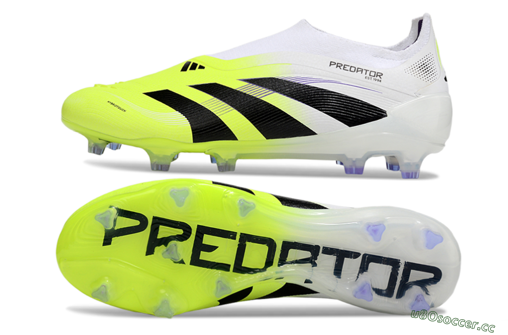 Men's Adidas Predator 25 Elite Laceless FG Firm Ground Low-Tops Football Boots - Yellow/White/Black 1