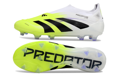 Men's Adidas Predator 25 Elite Laceless FG Firm Ground Low-Tops Football Boots - Yellow/White/Black