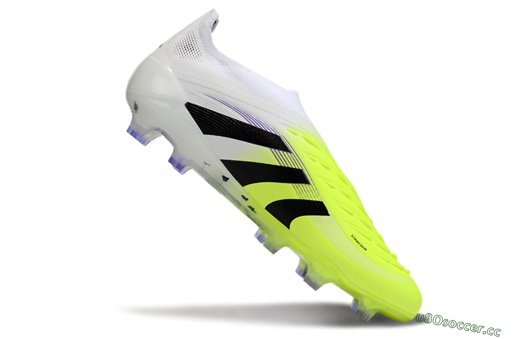 Men's Adidas Predator 25 Elite Laceless FG Firm Ground Low-Tops Football Boots - Yellow/White/Black 4