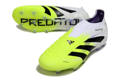 Men's Adidas Predator 25 Elite Laceless FG Firm Ground Low-Tops Football Boots - Yellow/White/Black
