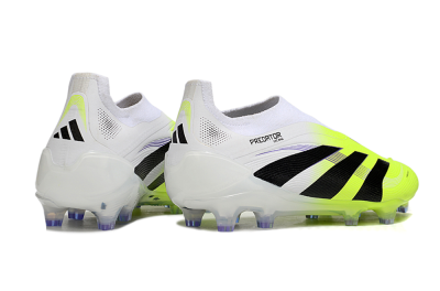 Men's Adidas Predator 25 Elite Laceless FG Firm Ground Low-Tops Football Boots - Yellow/White/Black