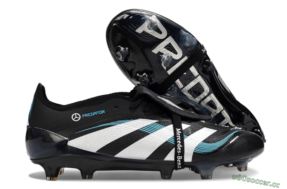 Men's Adidas Predator 25 Elite Foldover Tongue FG Firm Ground Low-Tops Football Boots - Black/White/Jade 2