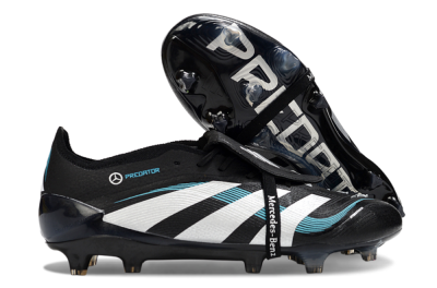 Men's Adidas Predator 25 Elite Foldover Tongue FG Firm Ground Low-Tops Football Boots - Black/White/Jade
