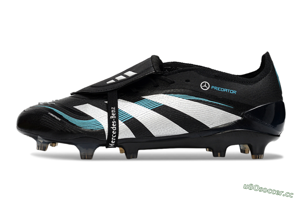Men's Adidas Predator 25 Elite Foldover Tongue FG Firm Ground Low-Tops Football Boots - Black/White/Jade 0