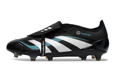 Men's Adidas Predator 25 Elite Foldover Tongue FG Firm Ground Low-Tops Football Boots - Black/White/Jade
