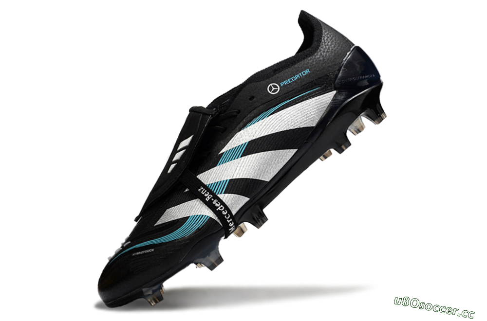 Men's Adidas Predator 25 Elite Foldover Tongue FG Firm Ground Low-Tops Football Boots - Black/White/Jade 5