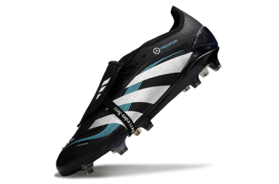 Men's Adidas Predator 25 Elite Foldover Tongue FG Firm Ground Low-Tops Football Boots - Black/White/Jade