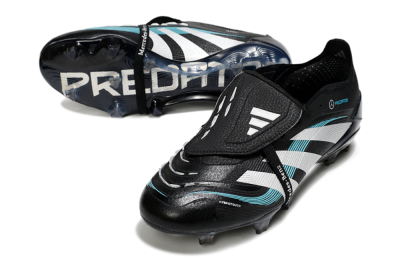 Men's Adidas Predator 25 Elite Foldover Tongue FG Firm Ground Low-Tops Football Boots - Black/White/Jade