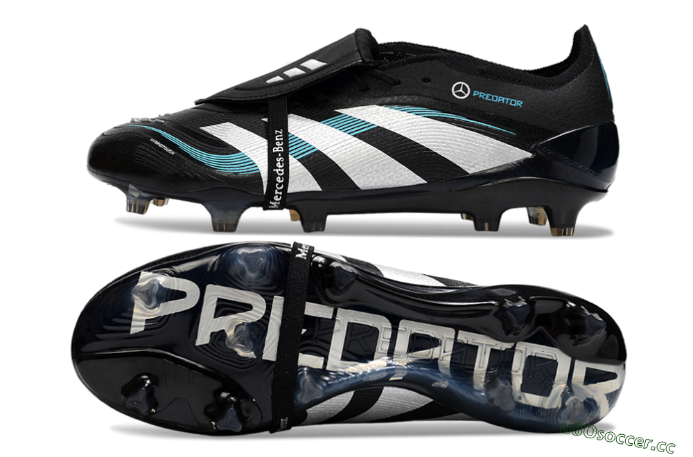 Men's Adidas Predator 25 Elite Foldover Tongue FG Firm Ground Low-Tops Football Boots - Black/White/Jade 1
