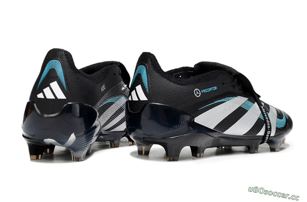 Men's Adidas Predator 25 Elite Foldover Tongue FG Firm Ground Low-Tops Football Boots - Black/White/Jade 6