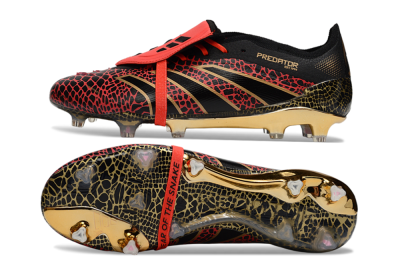 Men's Adidas Predator 25 Elite Foldover Tongue FG Firm Ground Low-Tops Football Boots - Black/Red/Gold