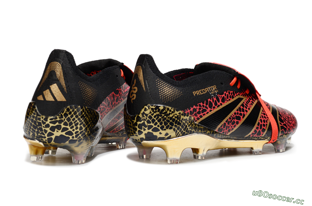 Men's Adidas Predator 25 Elite Foldover Tongue FG Firm Ground Low-Tops Football Boots - Black/Red/Gold 6