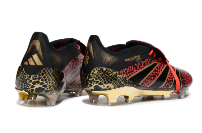 Men's Adidas Predator 25 Elite Foldover Tongue FG Firm Ground Low-Tops Football Boots - Black/Red/Gold