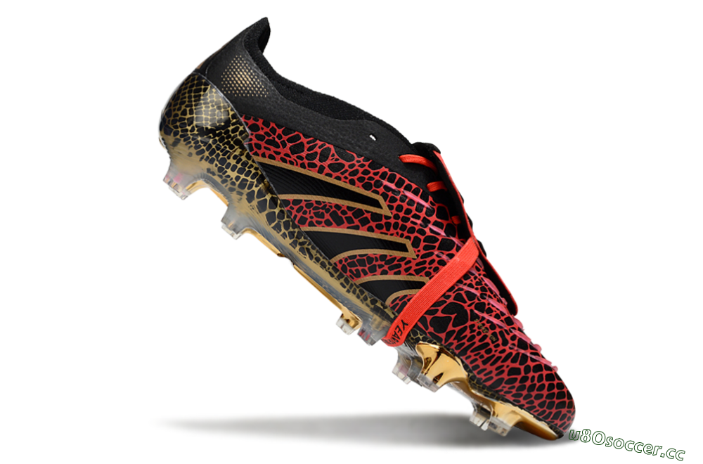 Men's Adidas Predator 25 Elite Foldover Tongue FG Firm Ground Low-Tops Football Boots - Black/Red/Gold 4