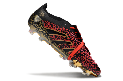 Men's Adidas Predator 25 Elite Foldover Tongue FG Firm Ground Low-Tops Football Boots - Black/Red/Gold