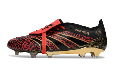 Men's Adidas Predator 25 Elite Foldover Tongue FG Firm Ground Low-Tops Football Boots - Black/Red/Gold