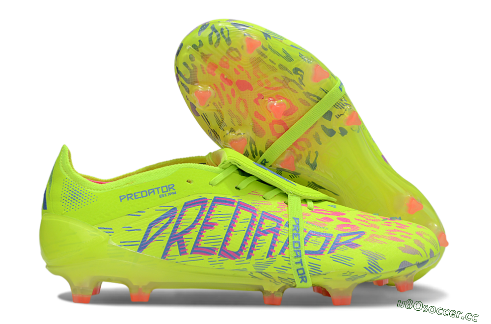 Men's Adidas Predator 25 Elite Foldover Tongue FG Firm Ground Low-Tops Football Boots - Yellow/Blue/Red 2