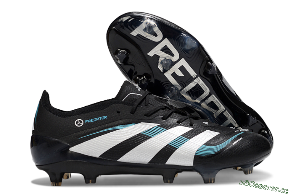 Men's Adidas Predator 25 Elite FG Firm Ground Low-Tops Football Boots - Black/White/Jade 2
