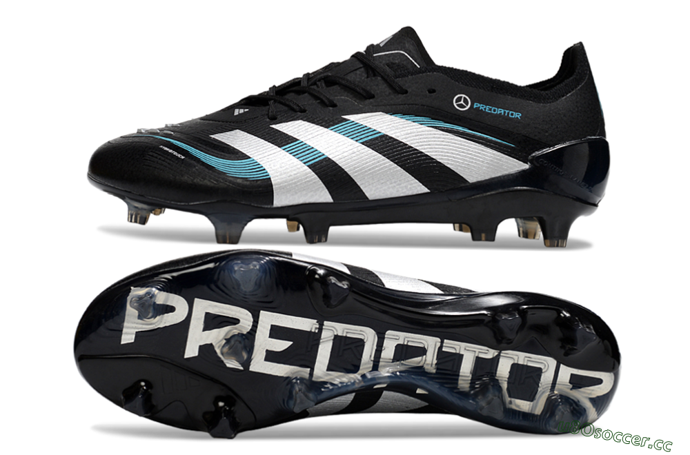 Men's Adidas Predator 25 Elite FG Firm Ground Low-Tops Football Boots - Black/White/Jade 1