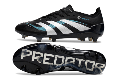 Men's Adidas Predator 25 Elite FG Firm Ground Low-Tops Football Boots - Black/White/Jade