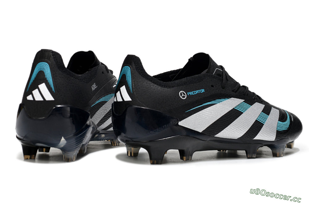 Men's Adidas Predator 25 Elite FG Firm Ground Low-Tops Football Boots - Black/White/Jade 6