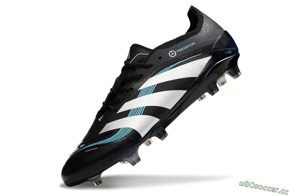 Men's Adidas Predator 25 Elite FG Firm Ground Low-Tops Football Boots - Black/White/Jade 5