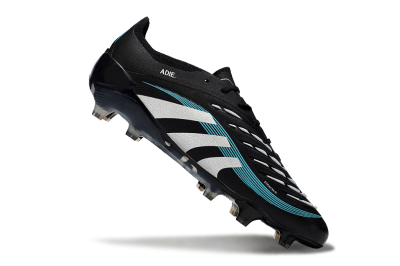 Men's Adidas Predator 25 Elite FG Firm Ground Low-Tops Football Boots - Black/White/Jade
