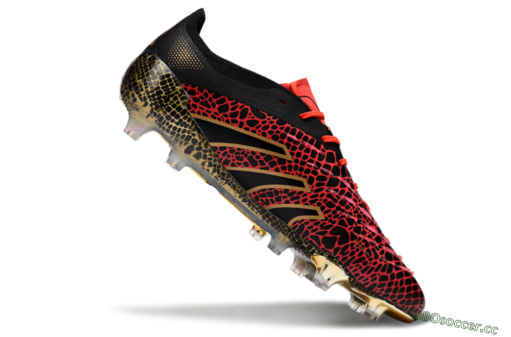 Men's Adidas Predator 25 Elite FG Firm Ground Low-Tops Football Boots - Black/Red/Gold 4