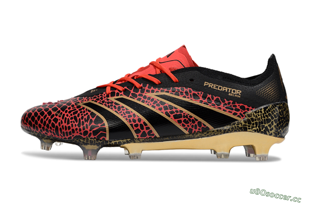 Men's Adidas Predator 25 Elite FG Firm Ground Low-Tops Football Boots - Black/Red/Gold 0