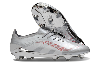 Men's Adidas Predator 25 Elite FG Firm Ground Low-Tops Football Boots - Silver/Red