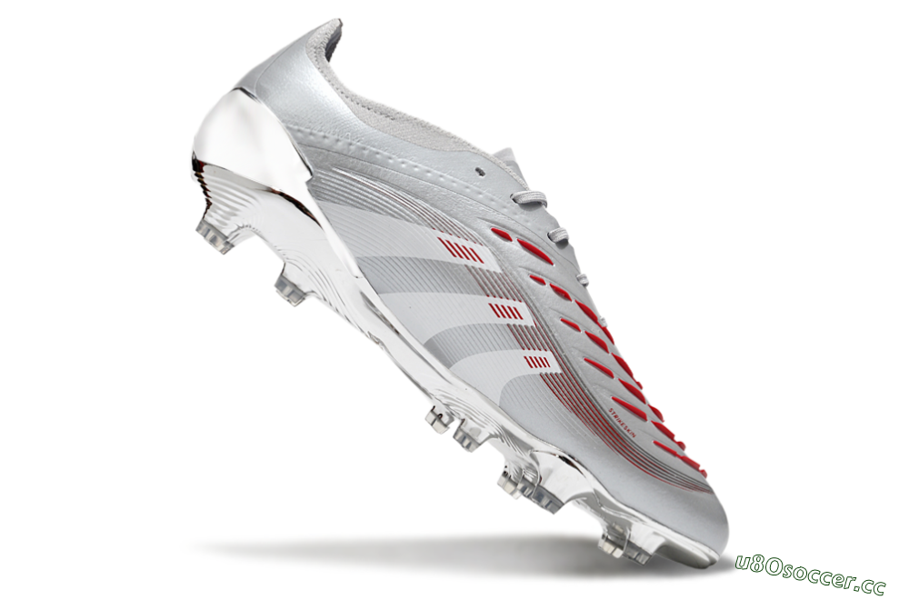 Men's Adidas Predator 25 Elite FG Firm Ground Low-Tops Football Boots - Silver/Red 4