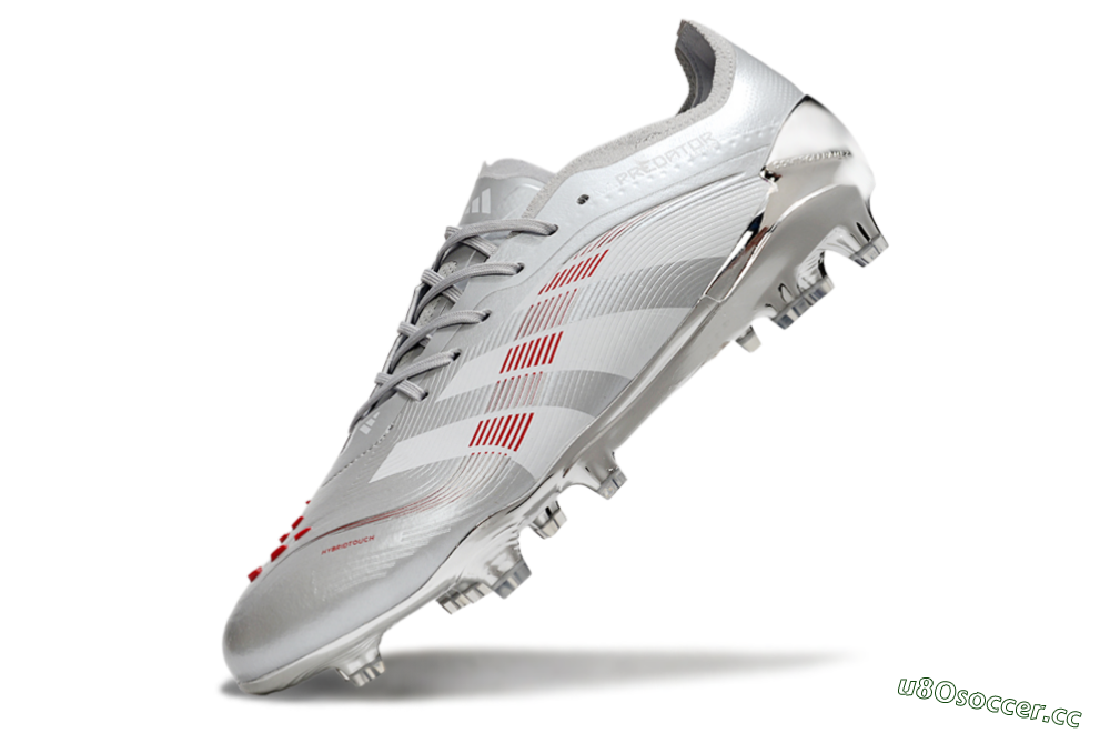 Men's Adidas Predator 25 Elite FG Firm Ground Low-Tops Football Boots - Silver/Red 5