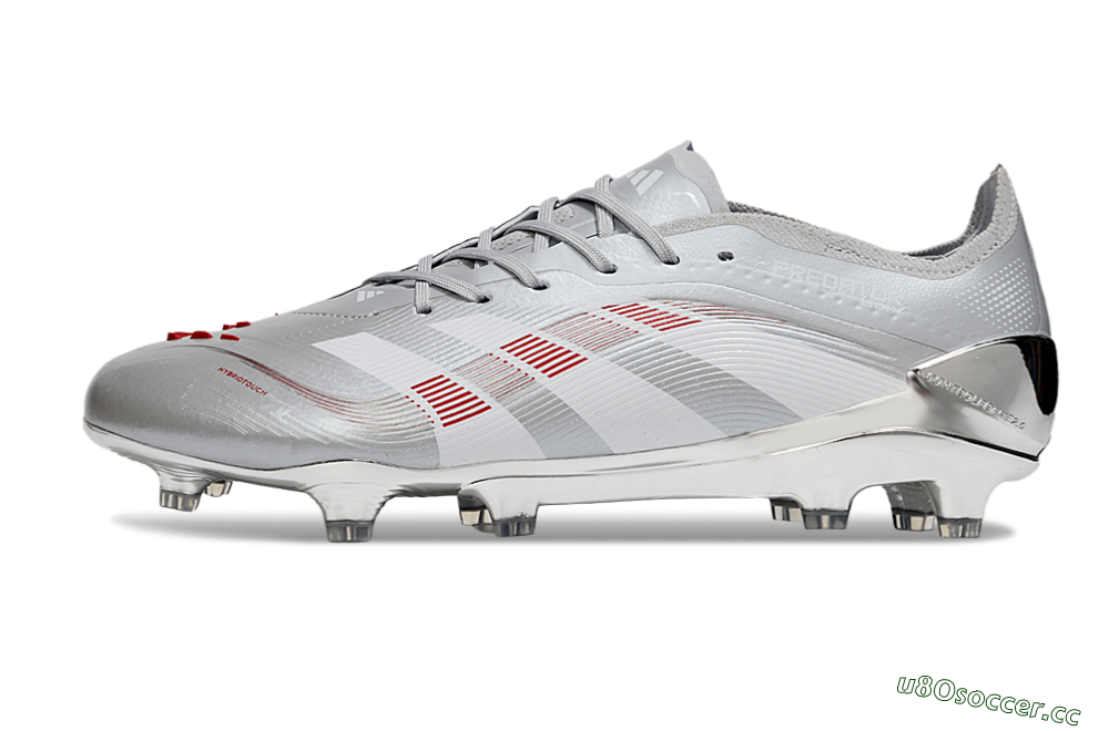 Men's Adidas Predator 25 Elite FG Firm Ground Low-Tops Football Boots - Silver/Red 0