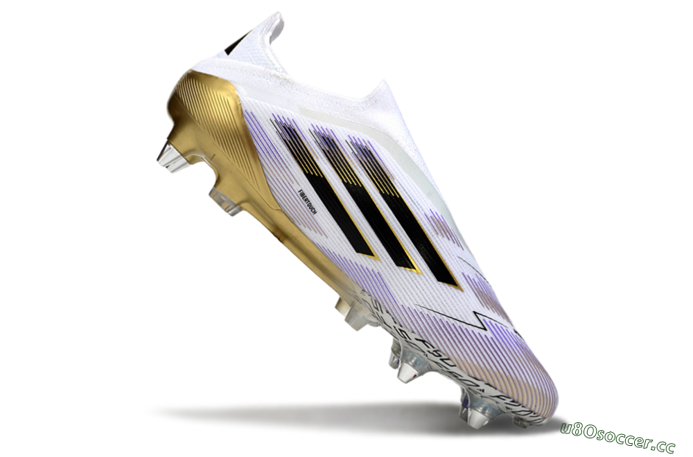 Men's Adidas F50 Elite Laceless SG Soft Ground Low-Tops Football Boots - White/Purple/Gold 4