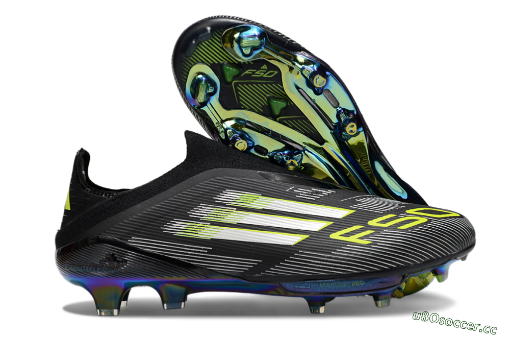 Men's Adidas F50+ Elite Lightstrike Pro Laceless FG Firm Ground Low-Tops Football Boots - Black/Silver/Gold 2