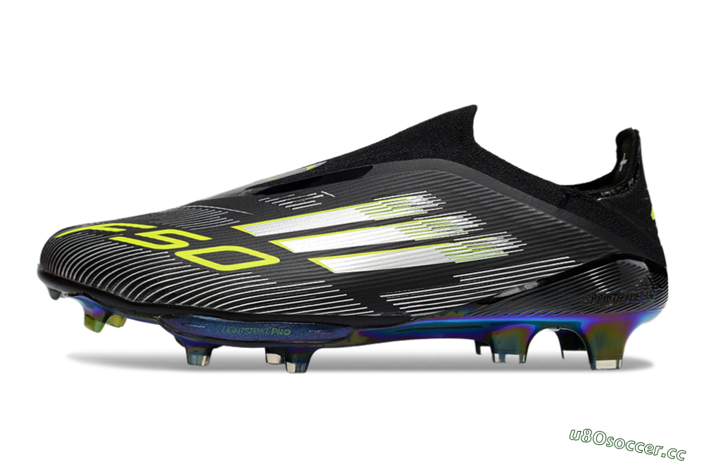 Men's Adidas F50+ Elite Lightstrike Pro Laceless FG Firm Ground Low-Tops Football Boots - Black/Silver/Gold 0