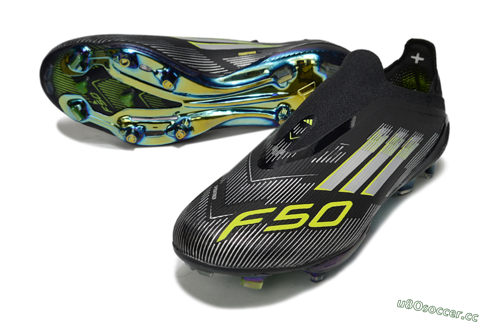 Men's Adidas F50+ Elite Lightstrike Pro Laceless FG Firm Ground Low-Tops Football Boots - Black/Silver/Gold 3