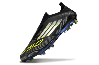 Men's Adidas F50+ Elite Lightstrike Pro Laceless FG Firm Ground Low-Tops Football Boots - Black/Silver/Gold