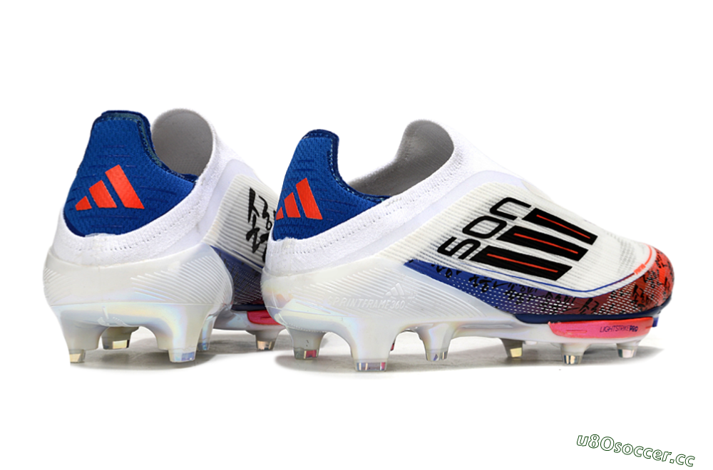 Men's Son x Adidas F50+ Elite Lightstrike Pro Laceless FG Firm Ground Low-Tops Football Boots - White/Black/Blue 6