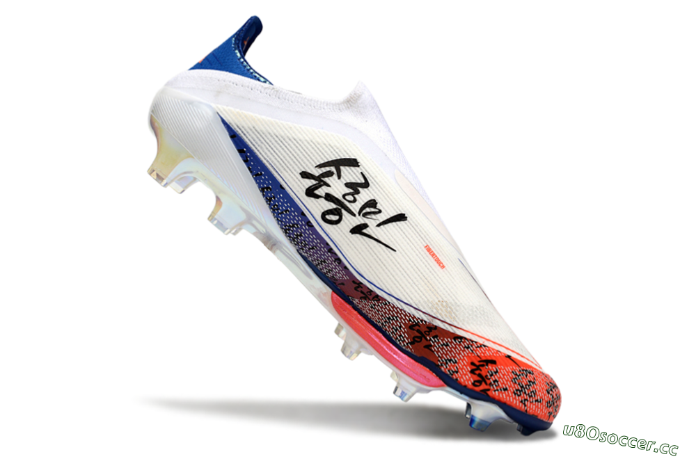 Men's Son x Adidas F50+ Elite Lightstrike Pro Laceless FG Firm Ground Low-Tops Football Boots - White/Black/Blue 4