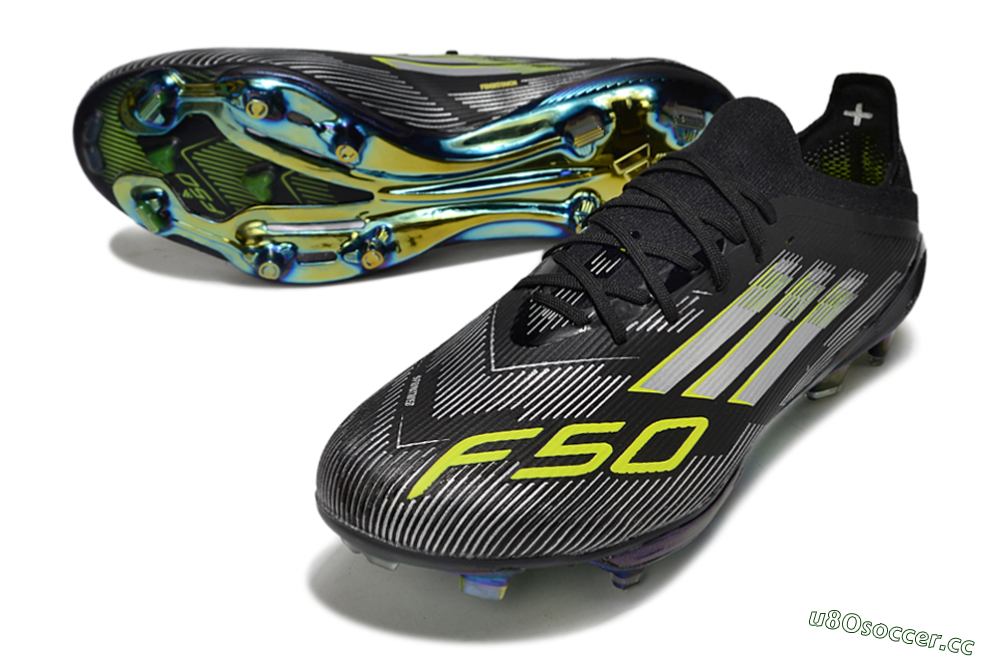 Men's Adidas F50+ Elite Lightstrike Pro FG Firm Ground Low-Tops Football Boots - Black/Silver/Gold 3