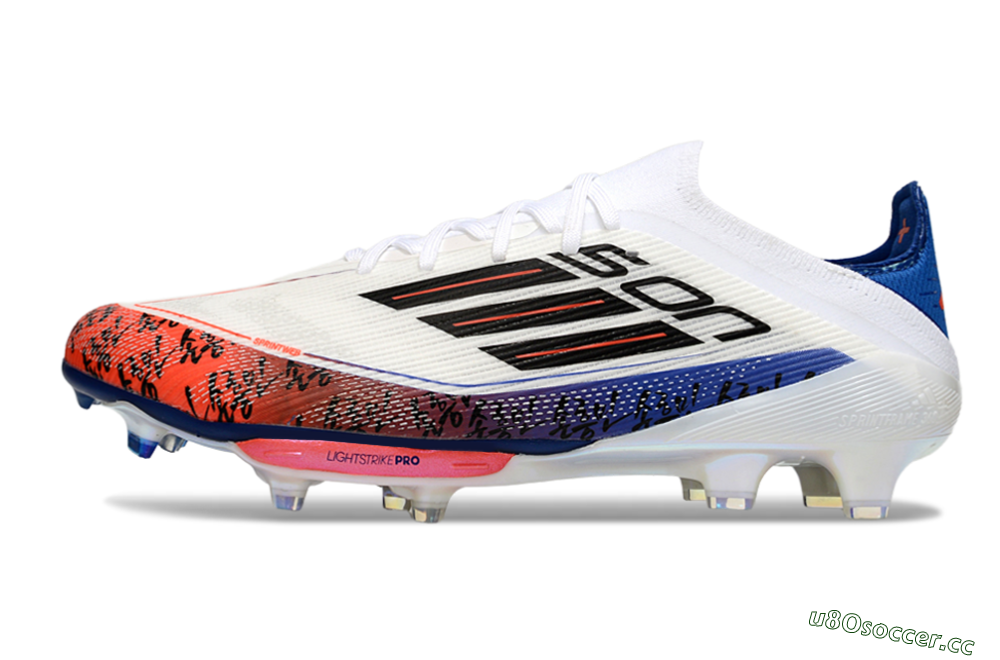 Men's Son x Adidas F50+ Elite Lightstrike Pro FG Firm Ground Low-Tops Football Boots - White/Black/Blue 2