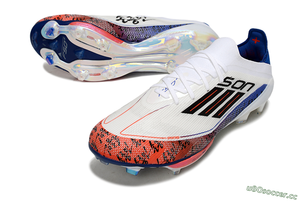 Men's Son x Adidas F50+ Elite Lightstrike Pro FG Firm Ground Low-Tops Football Boots - White/Black/Blue 0