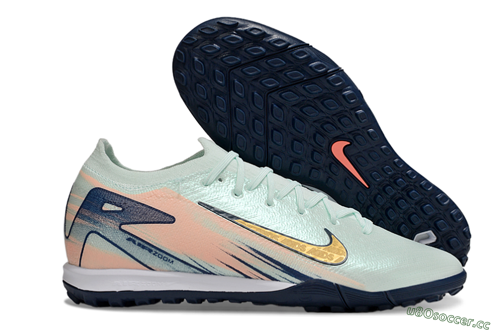 Men's Nike Air Zoom Mercurial Vapor 16 Elite TF Artificial Turf Low-Tops Football Shoes - Jade/Yellow/Blue 2
